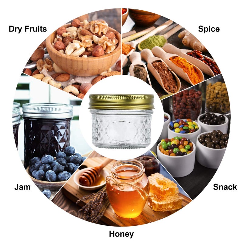 Encheng 4 oz Glass Jars With Lids And Bands,Small Canning Jars For Caviar,Herb,Jelly,Jams,Mini Wide Mouth Mason Jars For Kitchen Storage Preserving Food And Party Favors 40 Pack - Image 5